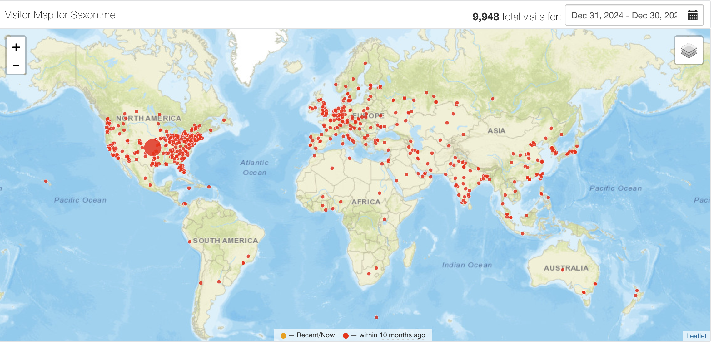 The visitor map for my site.